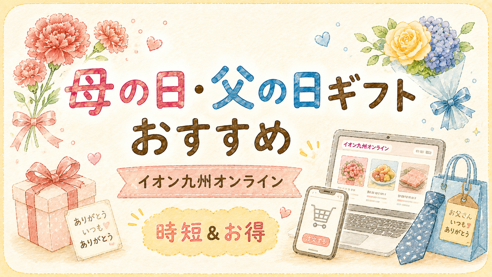 【イオン九州オンライン口コミ】母の日・父の日ギフトを毎年利用するワーママのレビュー｜時短＆お得に注文